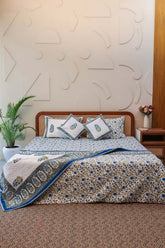 Elegant Impressions Hand Block Print Premium Bed Linen Set (6 Pieces) + Dining Set